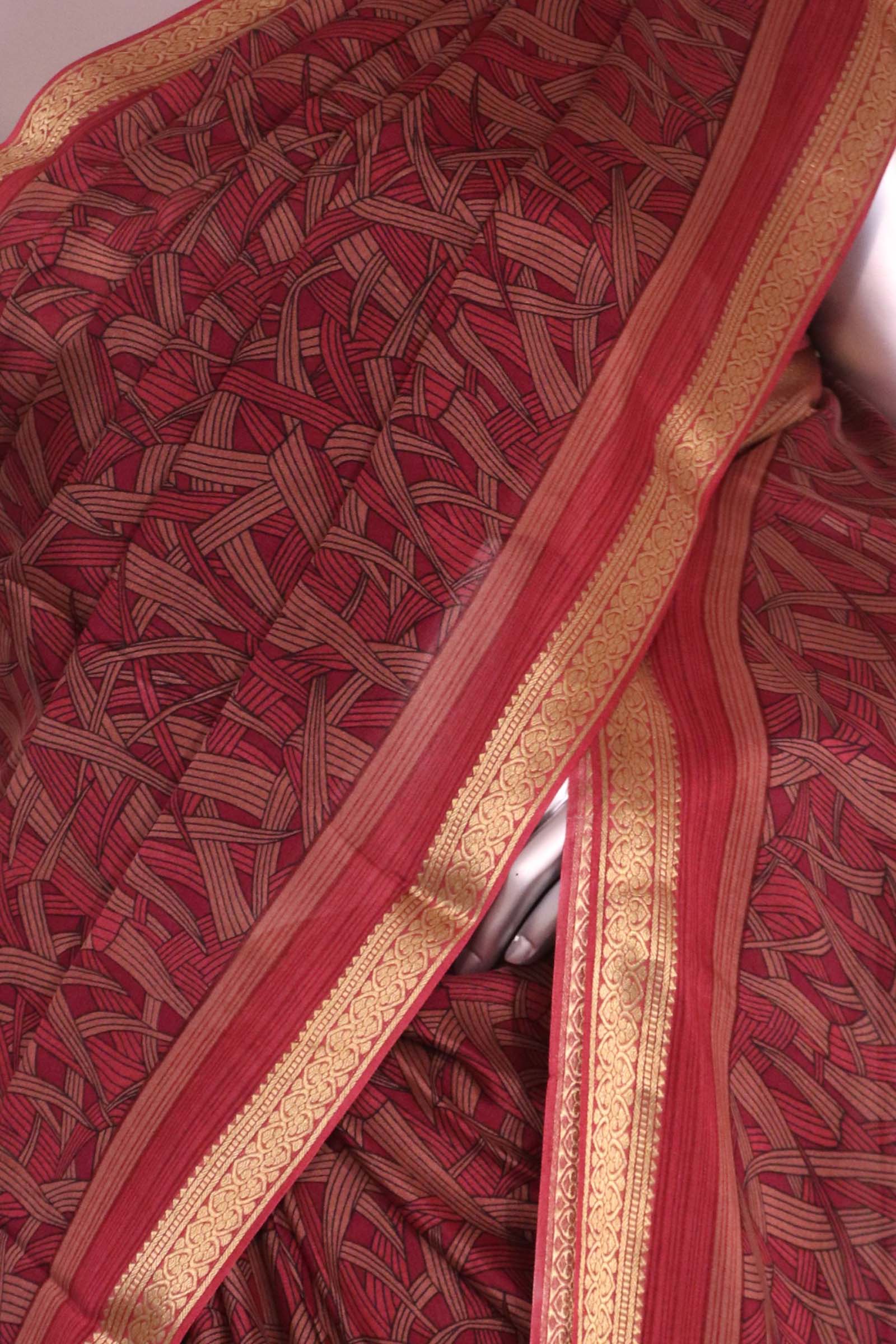 Pure Floral Zari Crepe Silk Saree AL206149